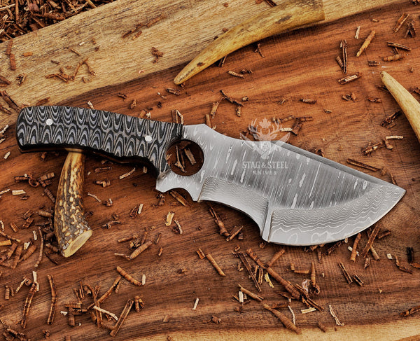 Hand-Forged Damascus Bushcraft Tracker Knife