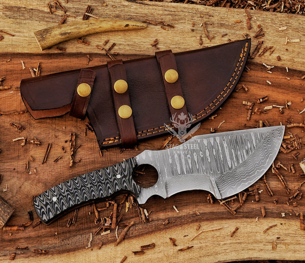 Hand-Forged Damascus Bushcraft Tracker Knife