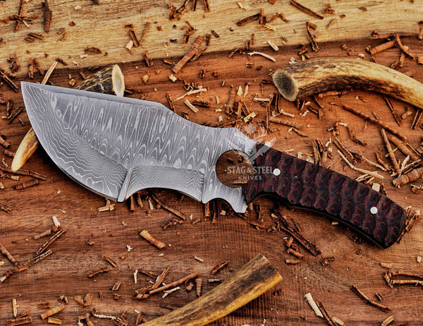 Hand-Forged Damascus Bushcraft Tracker Knife