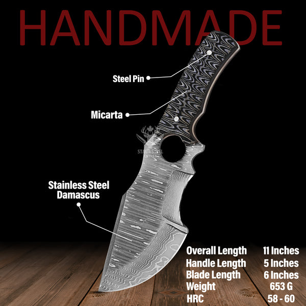 Hand-Forged Damascus Bushcraft Tracker Knife