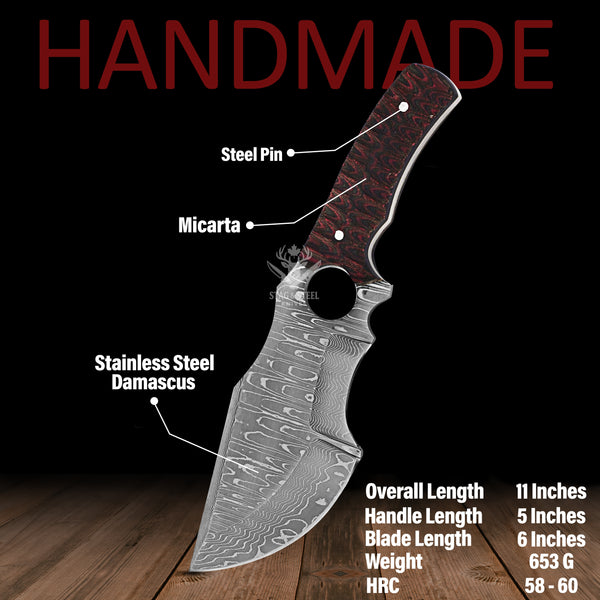 Hand-Forged Damascus Bushcraft Tracker Knife