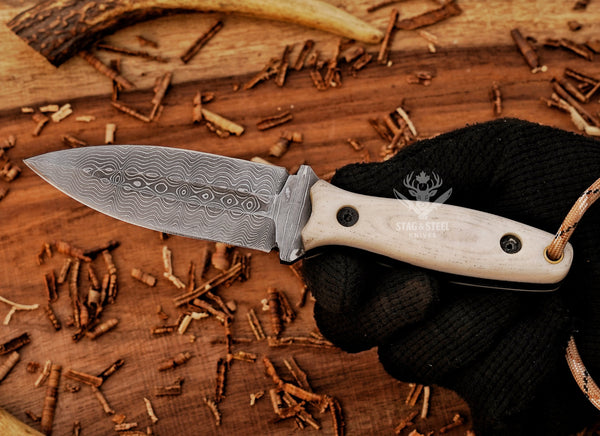 Small dagger-VG10 SS Damascus Steel EDC BOOT Knife-Handmade knife