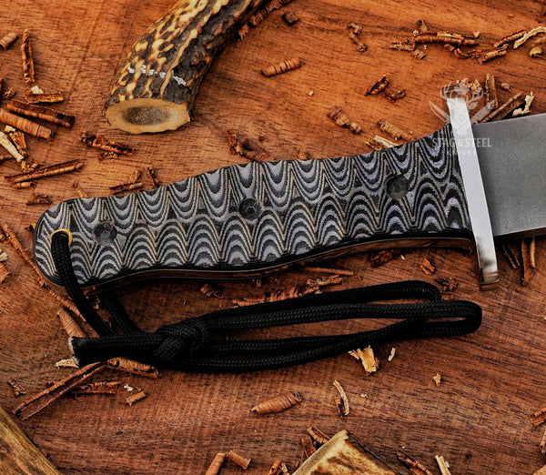 Big Dagger – D2 Steel Boar Hunting Knife with Black Micarta Handle