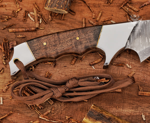 Handmade Damascus Bowie Knife – 8” Hunting Blade