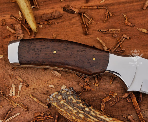 D2 Steel Bushcraft Knife: Mirror Polish Blade, Ironwood Handle