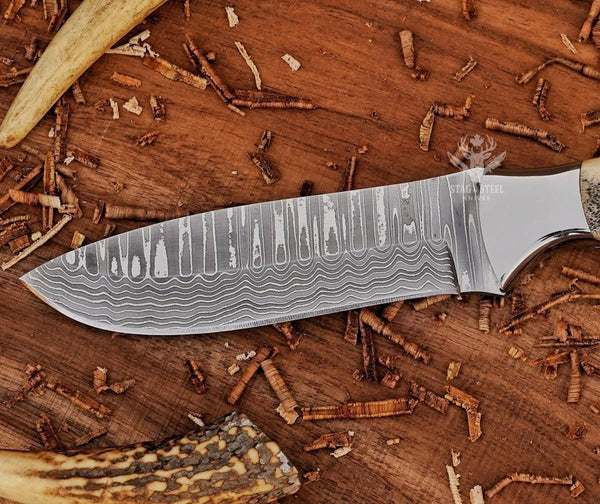Hunting Bushcraft Knife - VG10 Stainless Damascus Steel Blade