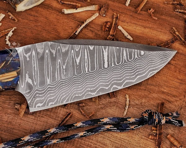 Skinning Knife –Handmade Damascus Fixed Blade Hunting Knife