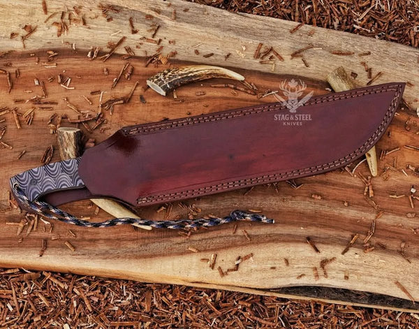 Handmade Machete Knife- Damascus Steel Full Tang Bushcraft blade