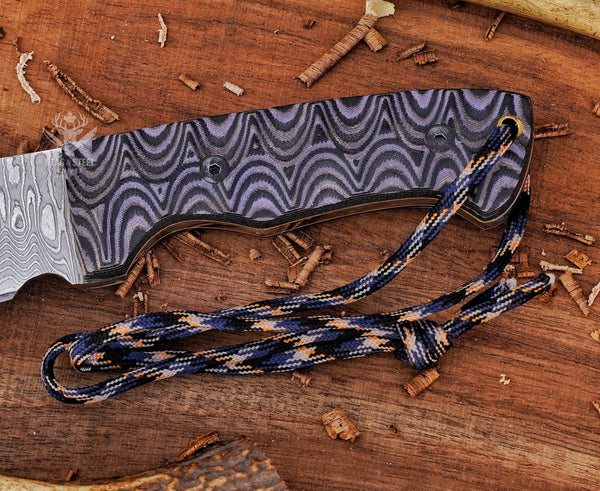 Handmade Machete Knife – Grey Micarta Handle – Damascus Steel Full Tang Blade | Hunting, Bushcraft & Outdoor Survival Knife