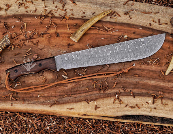 Handmade Machete Knife- Damascus Steel Full Tang Blade Survival Knife