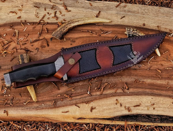 Hunting Bowie Knife - Damascus Fixed Blade Best Gift Knife