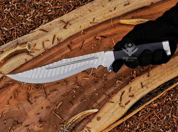 D2 Steel Knife - Hand Forged Knife with Brown Micarta Handle | Survival & Hunting Gift Blade