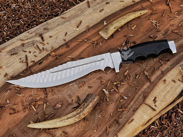 Large bowie knife - Hand Forged D2 Steel fixed blade with Micarta Handle