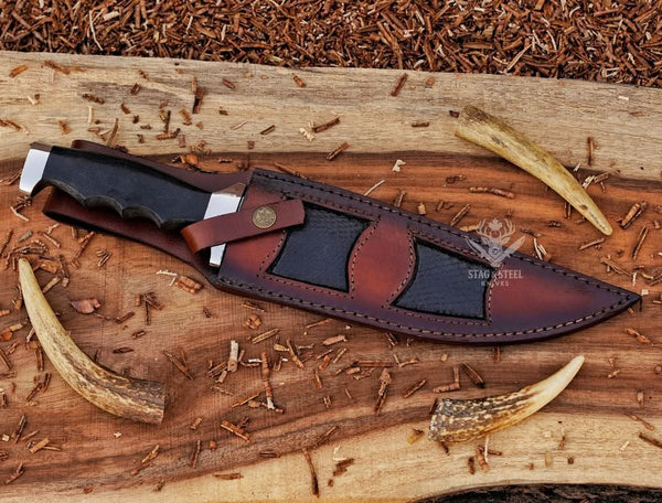 Large bowie knife - Hand Forged D2 Steel fixed blade with Micarta Handle