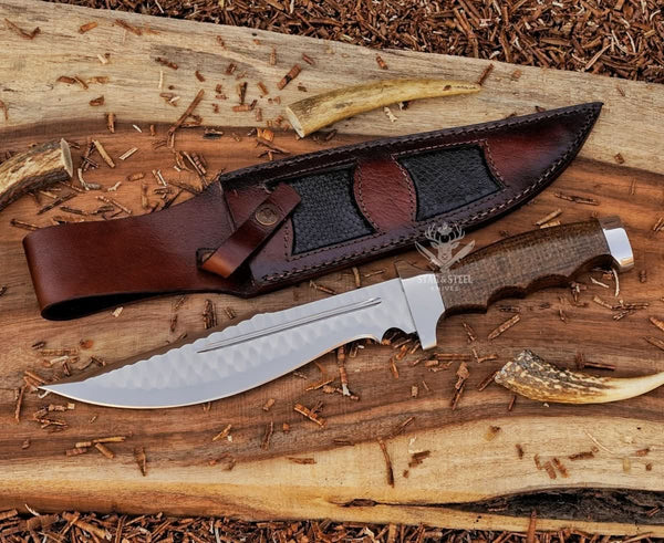 Large bowie knife - Hand Forged D2 Steel fixed blade with Micarta Handle