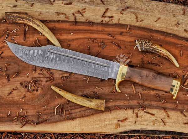 Handmade Damascus Crocodile Dundee Bowie Knife