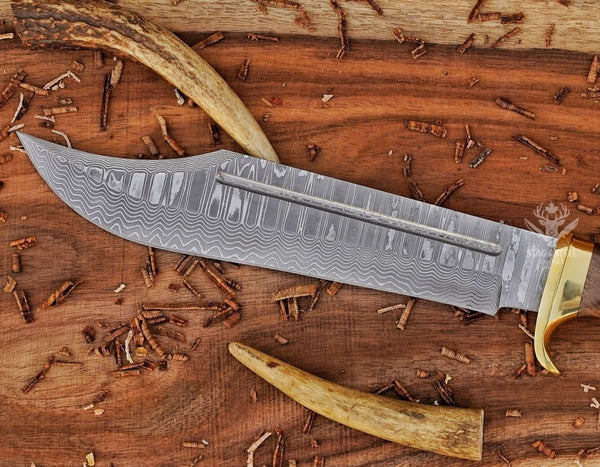 Handmade Damascus Crocodile Dundee Bowie Knife