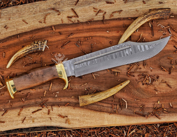 Handmade Damascus Crocodile Dundee Bowie Knife