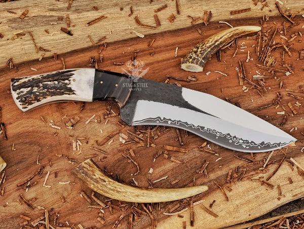 Kukri Bowie Knife - Hand Forged D2 steel knife with leather sheath