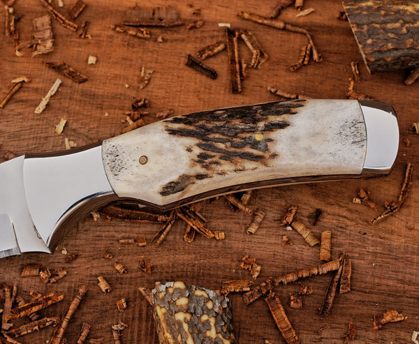 D2 Steel Bushcraft Knife: Mirror Polish Blade, Stag Handle