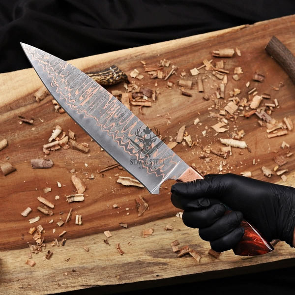 Damascus Chef knife handmade 10 inch Chef blade - Resin Handle