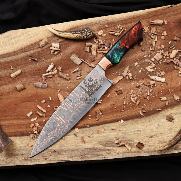 Damascus Chef knife handmade 10 inch Chef blade - Resin Handle