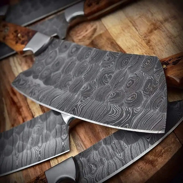Damascus Chef Knife Set 5 Piece Rosewood Handle