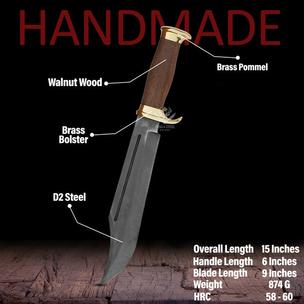 Handmade d2 steel crocodile dundee knife