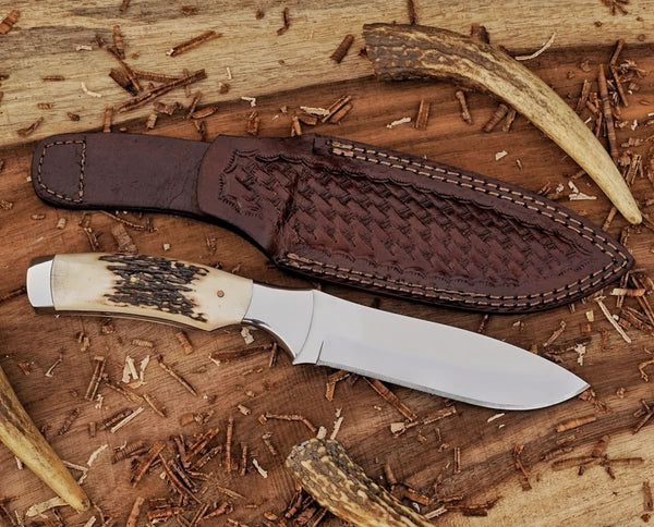 D2 Steel Hunting Bushcraft Knife: Mirror Polish Blade