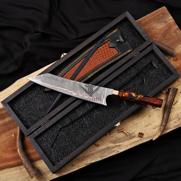Gyuto Chef Knife - Cu Mai K-Tip Copper Damascus Knife