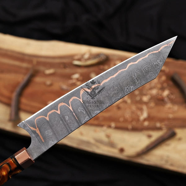 Gyuto Chef Knife - Cu Mai K-Tip Copper Damascus Knife