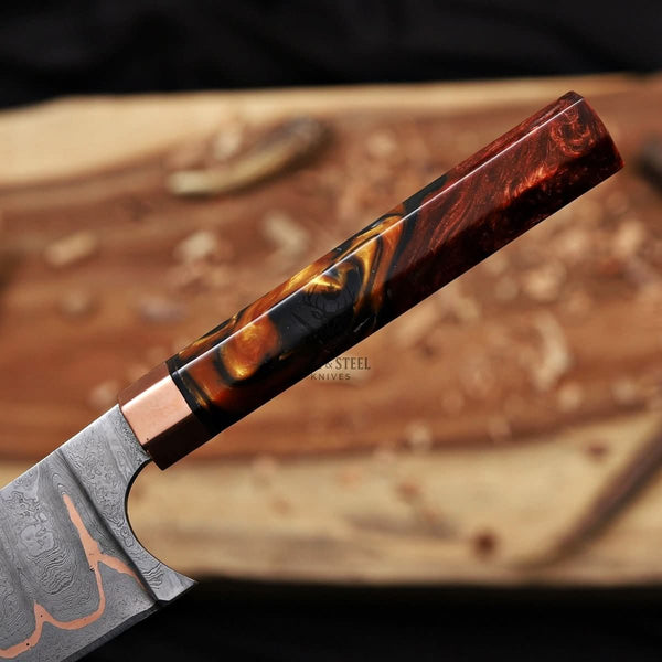 Gyuto Chef Knife - Cu Mai K-Tip Copper Damascus Knife