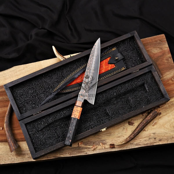 Best Japanese Chef Knife – Premium 8 inch Copper Damascus Blade