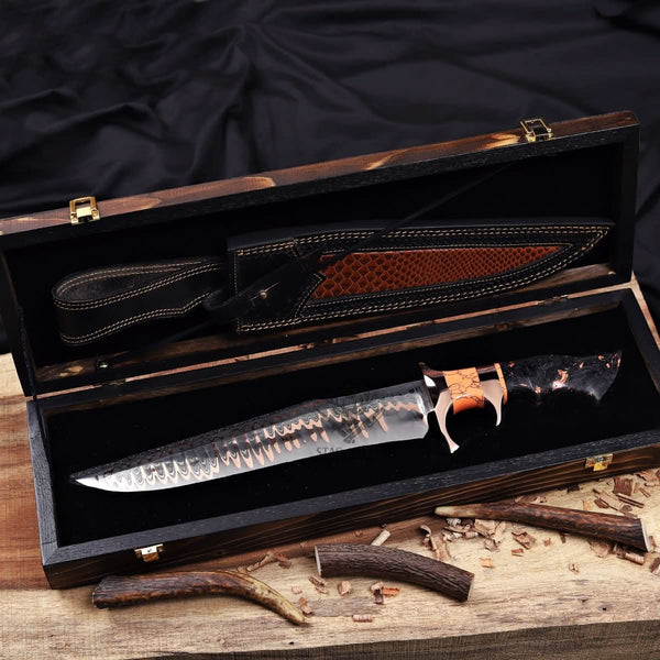 Cu-Mai Bowie Knife with Solid Copper Guard – Full Tang Fixed Blade