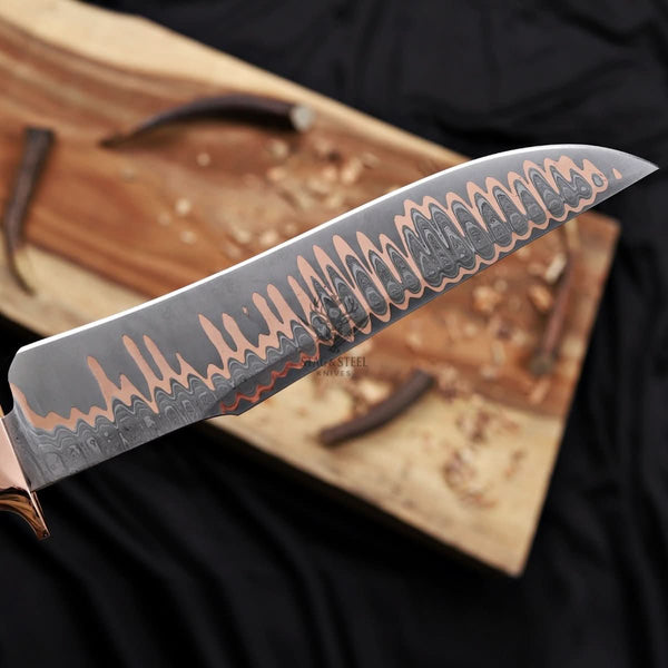 Cu-Mai Bowie Knife with Solid Copper Guard – Full Tang Fixed Blade