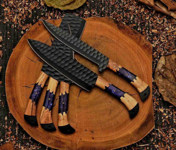 J2 steel powder-coated kitchen knife set