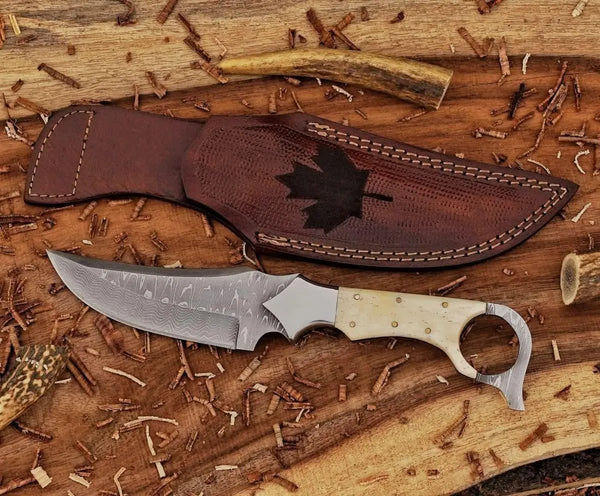 Ringtail knife with natural camel bone grip