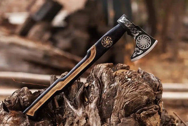 Sunwheel Viking Bearded Axe with Rustic Hand Forged Blade