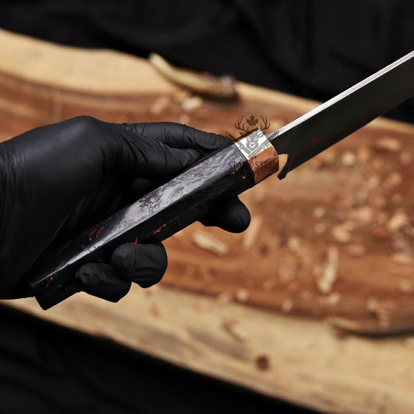 Bunka Knife - 8 Inch San Mai Copper Damascus Chef Knife