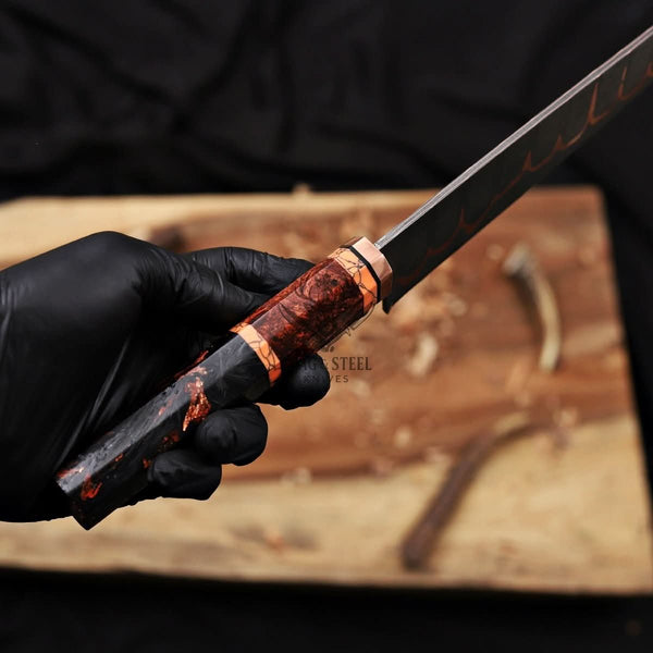 San Mai Chef Knife - Premium Copper Damascus Blade