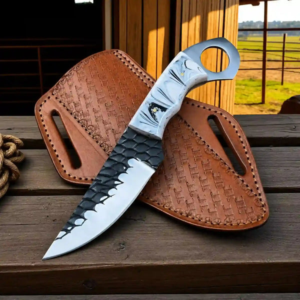 D2 Cowboy Knife with Finger-Ring Pommel