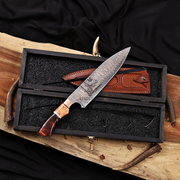 Chefs knife -Custom Cu Mai 9 inch Blade kitchen knife