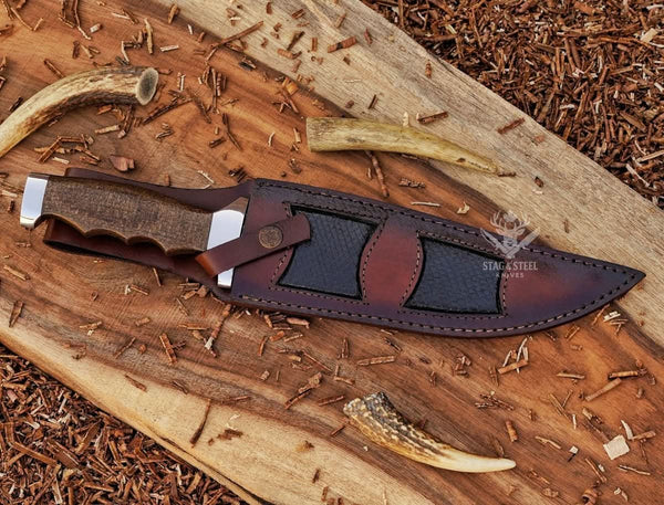 Large bowie knife - Hand Forged D2 Steel fixed blade with Micarta Handle