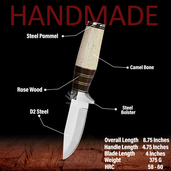 Full tang D2 small hunting knife design