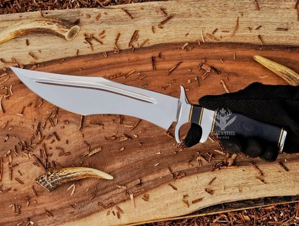 Full view of D2 steel survival bowie knife