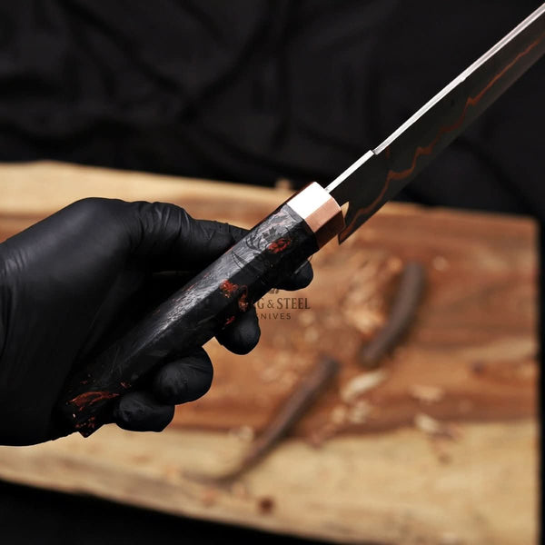Best Gyuto Knife- 9 inch Copper Damascus chef blade