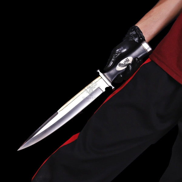 Custom Expendables 2 toothpick bowie knife held in hand