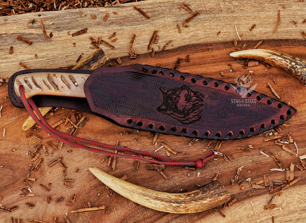 Full tang hunter knife custom damascus hunting knife