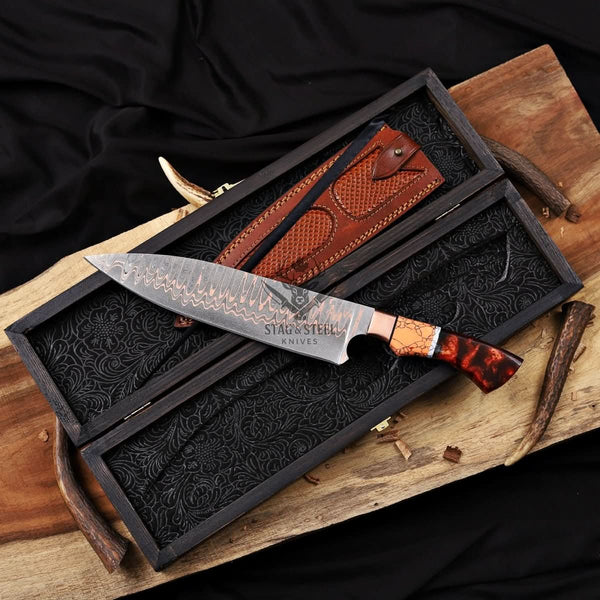 Chefs knife -Custom Cu Mai 9 inch Blade kitchen knife