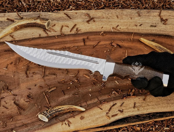 Large bowie knife - Hand Forged D2 Steel fixed blade with Micarta Handle